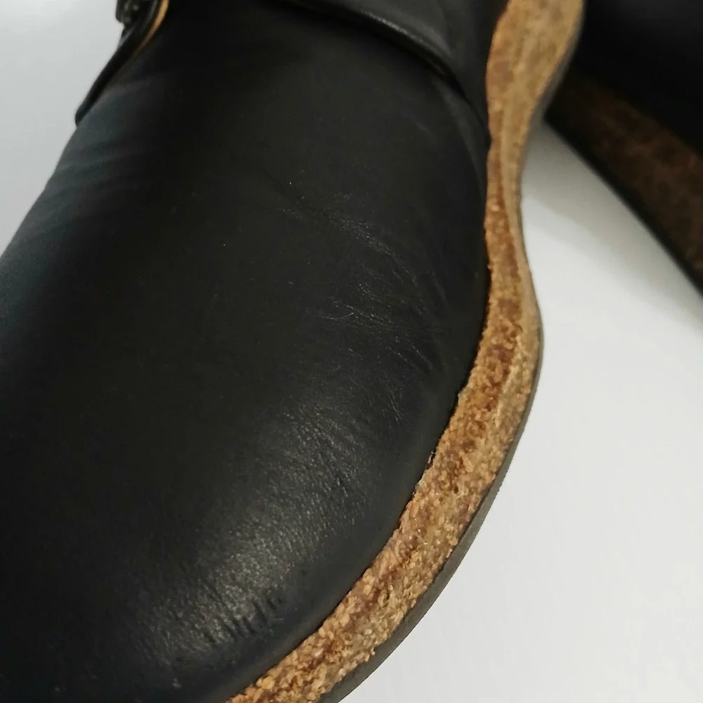 Birkenstock Wrigley Mens Black Leather Lace Up Shoes Cork Midsole US 12 EU 45 L